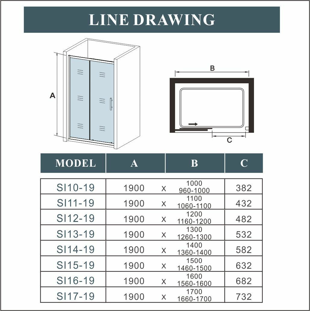 SKY Bathroom 1300mm Bathroom Sliding Door Shower Enclosure 5mm Safety ...